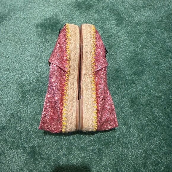 Chiara Ferragni Pink Glitter Slip On Espadrilles Size 37 - Picture 2 of 6
